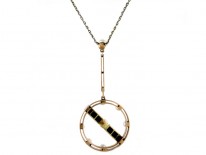Art Deco Onyx Pearl Pendant