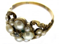 Regency Natural Pearl Diamond Emerald Ring