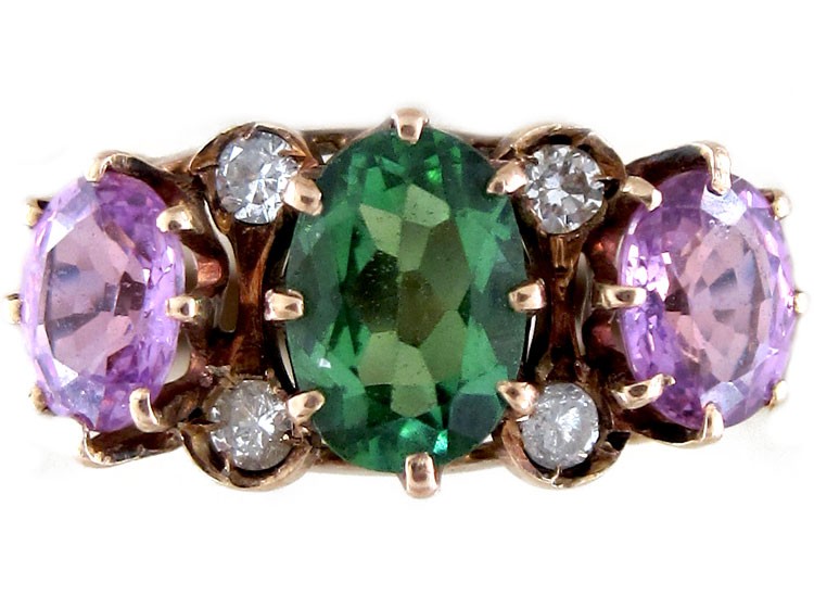 Suffragette Pink & Green Tourmaline Ring