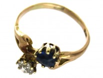 Sapphire & Diamond Art Nouveau Ring