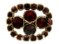 Flat Cut Garnet Georgian Brooch