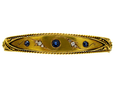 Sapphire & Diamond 15ct Gold Bangle