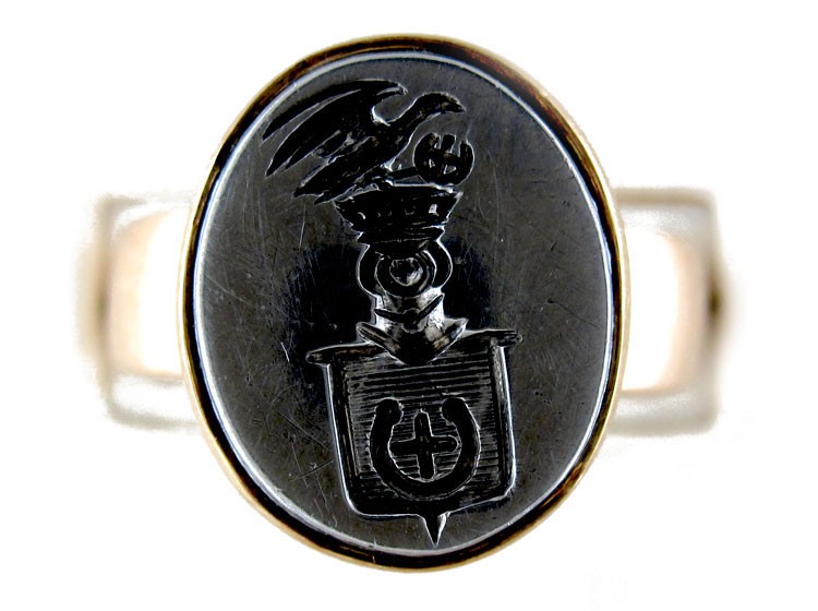 Steel & 18ct Gold Signet Ring