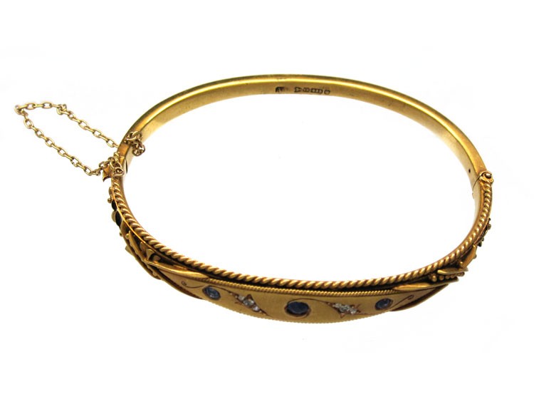 Sapphire & Diamond 15ct Gold Bangle