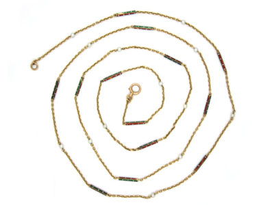 Coloured Enamel Gold Guard Chain