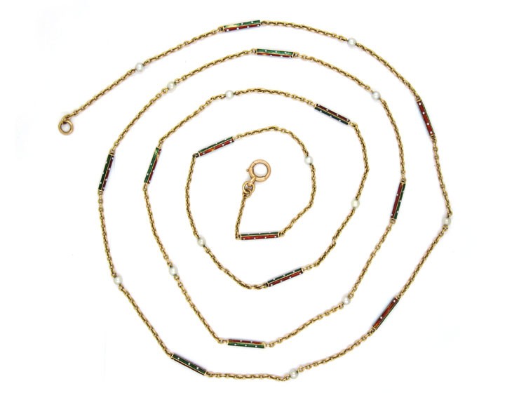 Coloured Enamel Gold Guard Chain