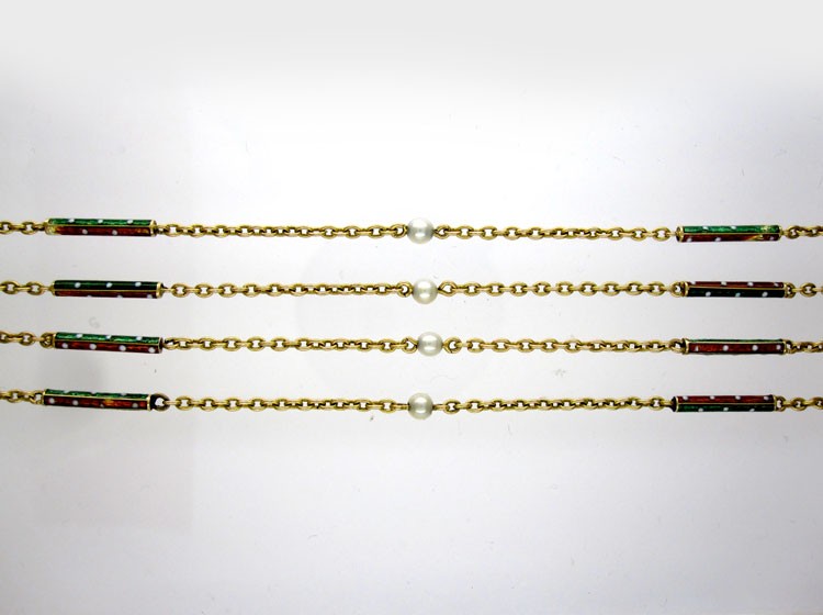 Coloured Enamel Gold Guard Chain