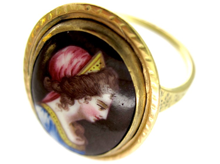 Georgian Enamel Portrait Ring