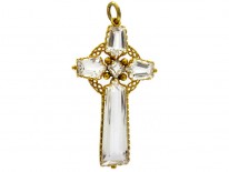 Rock Crystal 18ct Gold Celtic Cross