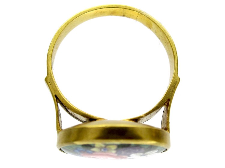 18ct Gold Swiss Enamel Flower Ring