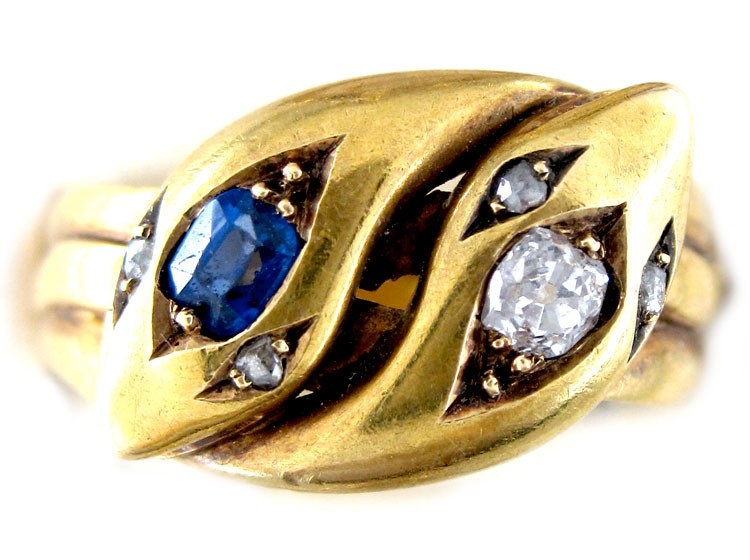 Sapphire & Diamond Snake Ring