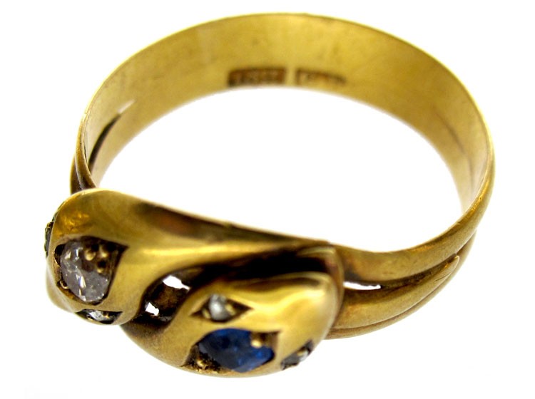 Sapphire & Diamond Snake Ring