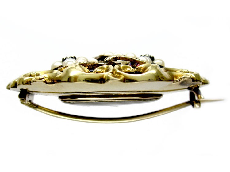 Blue Enamel 15ct Gold Brooch