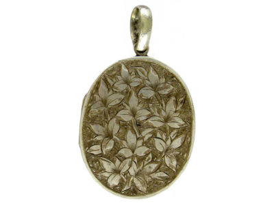 Double Sided Engraved Silver Victorian Locket