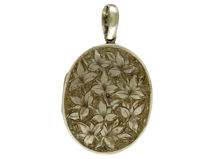 Double Sided Engraved Silver Victorian Locket
