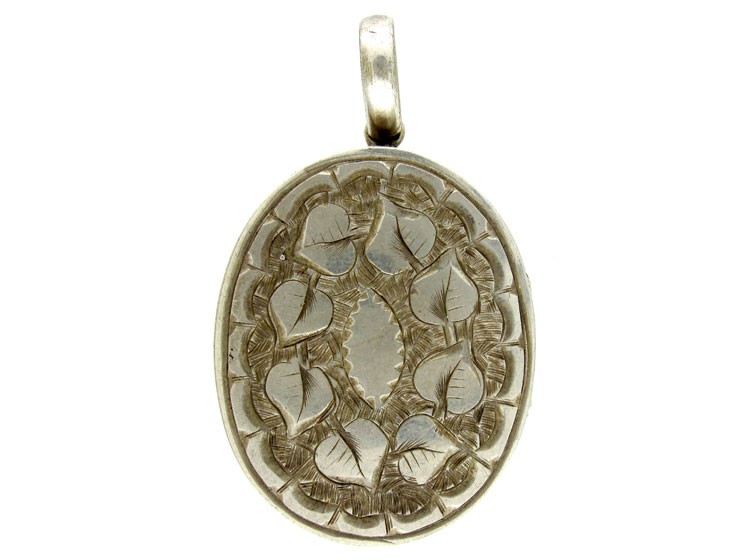 Double Sided Engraved Silver Victorian Locket