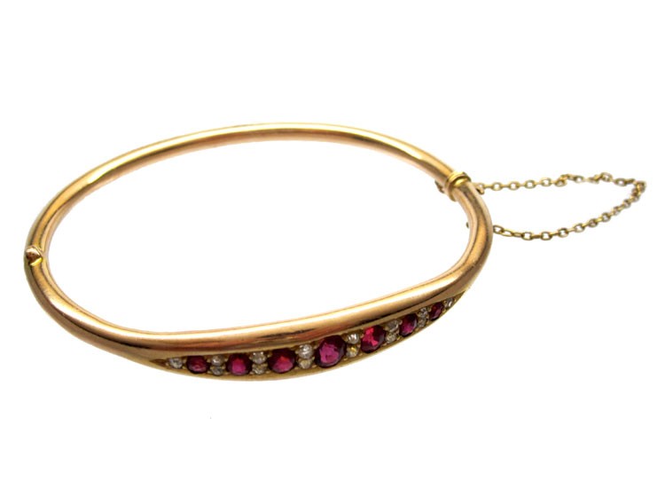 Ruby & Diamond 15ct Gold Bangle