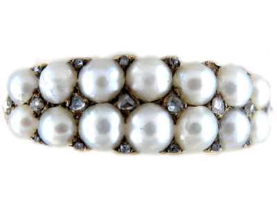 Natural Pearl & Rose Diamond Regency Ring