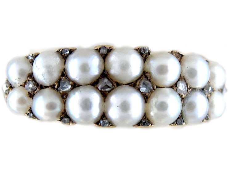 Natural Pearl & Rose Diamond Regency Ring
