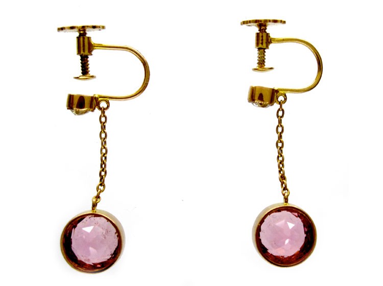 Pink Tormaline Diamond Drop Earrings