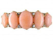 Coral Diamond Victorian Ring