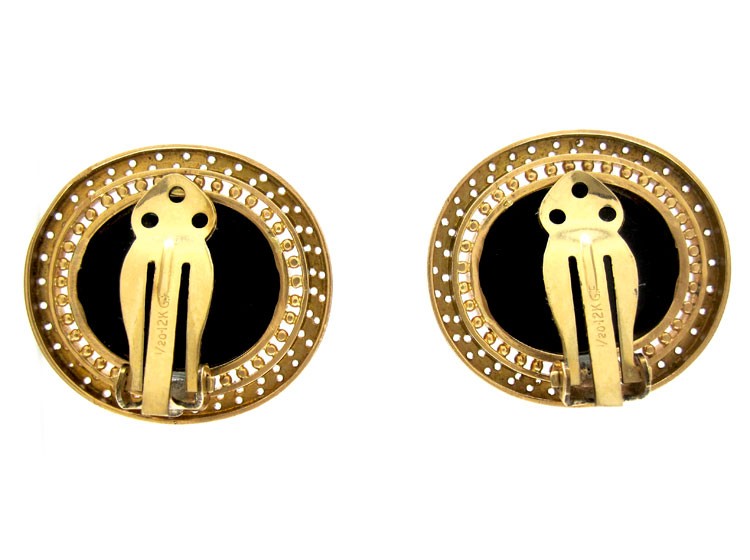 Regency Hardstone Classical 15ct Gold Earrings