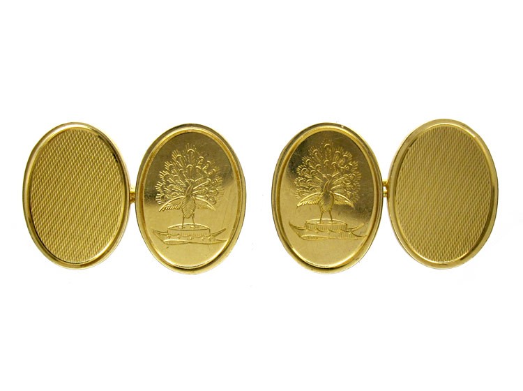 Peacock 18ct Gold Cufflimks