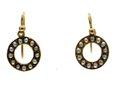 Pearl 15ct Gold Drop Earrings