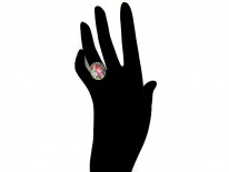 18ct Gold Swiss Enamel Flower Ring