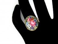 18ct Gold Swiss Enamel Flower Ring