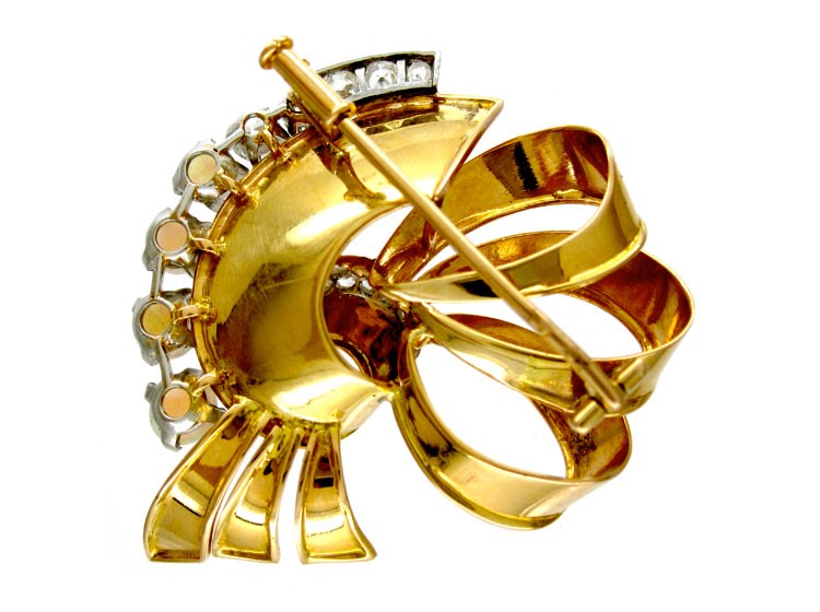 Opal Diamond Bow Brooch