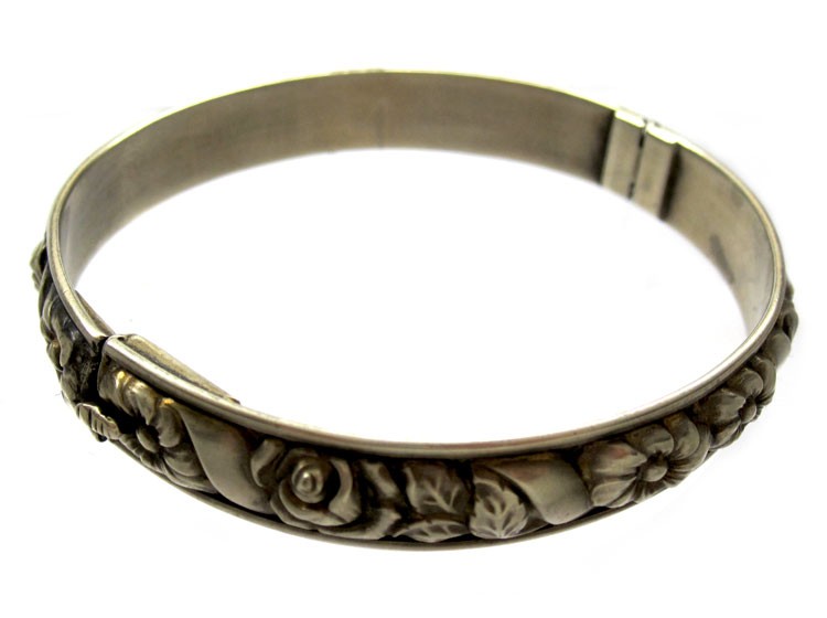 Silver Gilt Flower Motif Bangle