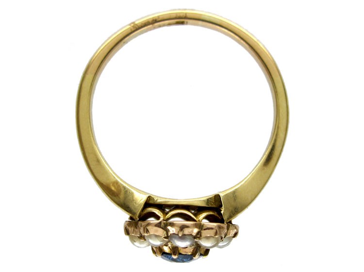 Sapphire Pearl Cluster Ring