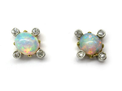 Opal & Diamond Stud Earrings