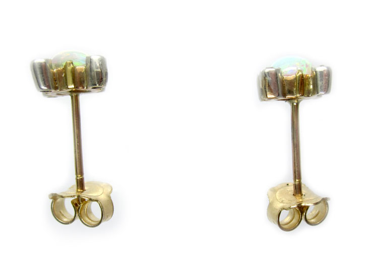 Opal & Diamond Stud Earrings