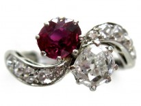 Ruby Diamond Crossover Ring