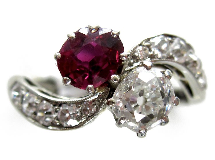 Ruby Diamond Crossover Ring