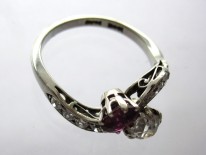 Ruby Diamond Crossover Ring