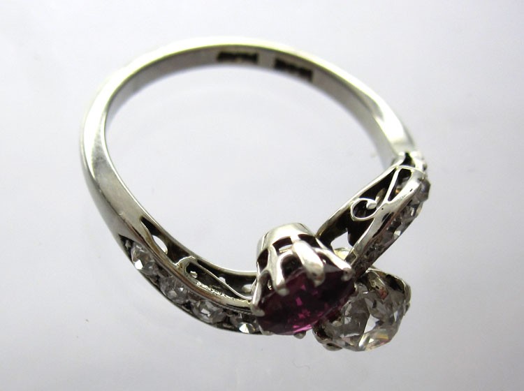 Ruby Diamond Crossover Ring
