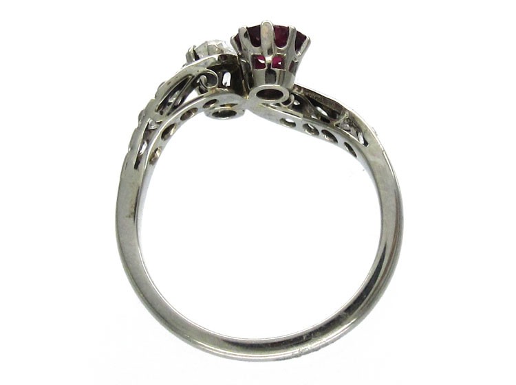 Ruby Diamond Crossover Ring