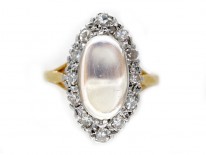 Moonstone Diamond 18ct Gold Ring