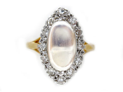 Moonstone Diamond 18ct Gold Ring