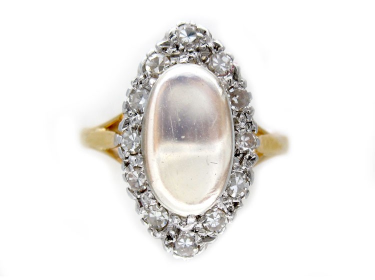 Moonstone Diamond 18ct Gold Ring