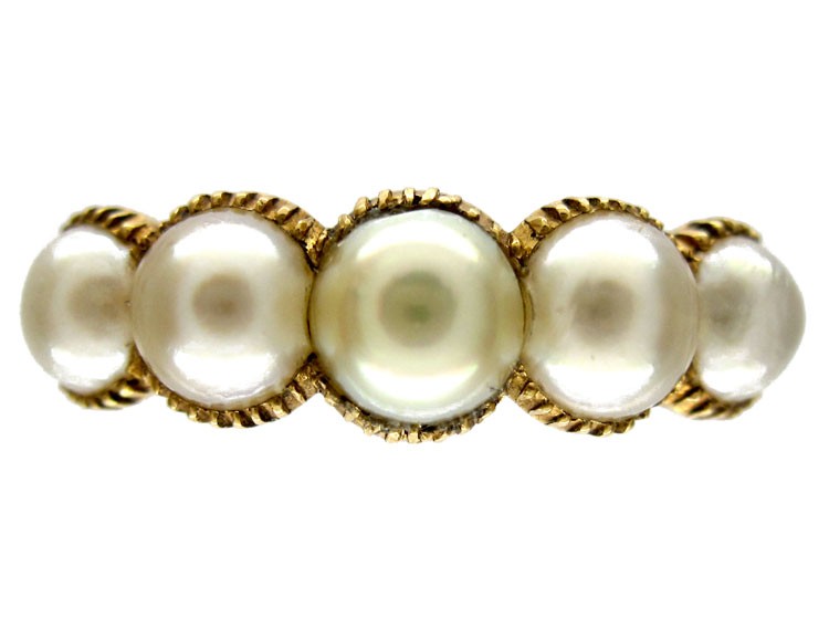 Georgian Natural Split Pearl Ring