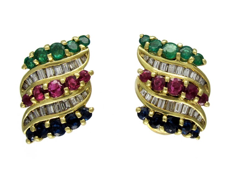 Multi Gemstone 18ct Earrings