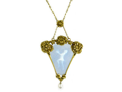 French 18ct Gold Pâte De Verre Art Nouveau Pendant French 18ct Gold Pâte De Verre Art Nouveau Pendant