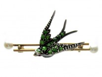 Green Garnet Bird Brooch