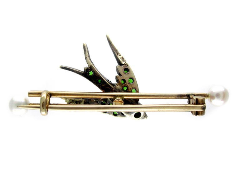 Green Garnet Bird Brooch