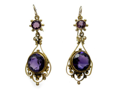 Amethyst 9ct Drop Earrings