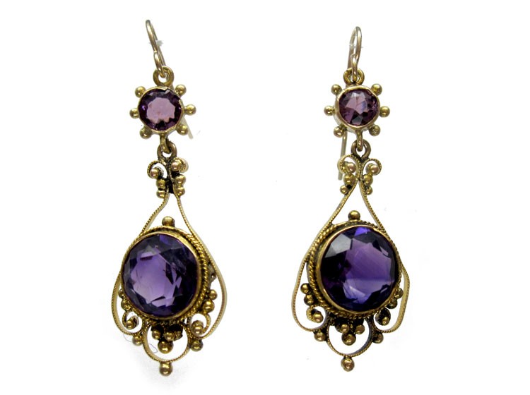 Amethyst 9ct Drop Earrings